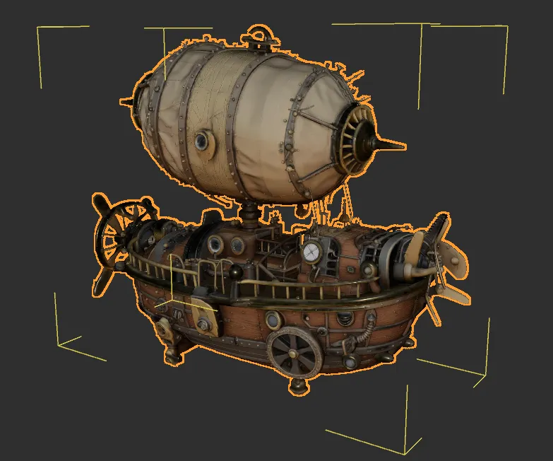 A prim selected and highlighted in the viewport mid-edit
